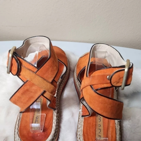 Andre Assous Cacia Orange Suede Platform Espadrilles Ankle Strap Size 6 - Picture 9 of 12